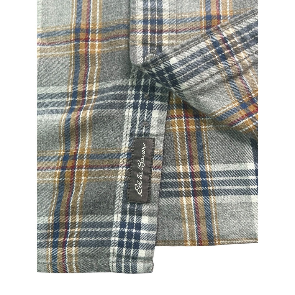 Eddie Bauer Classic Fit L/S Plaid Cotton Flannel Button Down Shirt Mens Size TL - Picture 9 of 10